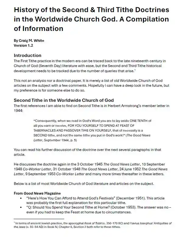 History of the Second & Third Tithes Doctrine